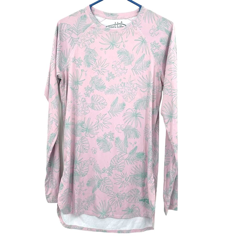 Reel Life size Medium long sleeve outdoor sun boat shirt pink green floral